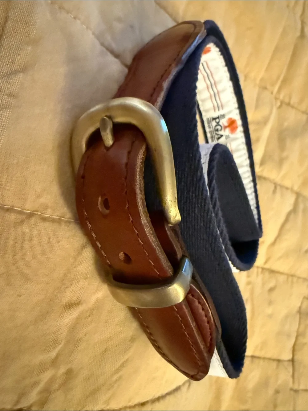 2021 PGA Championship Ocean Course Webbed Belt with Brown Horween Leather Trim